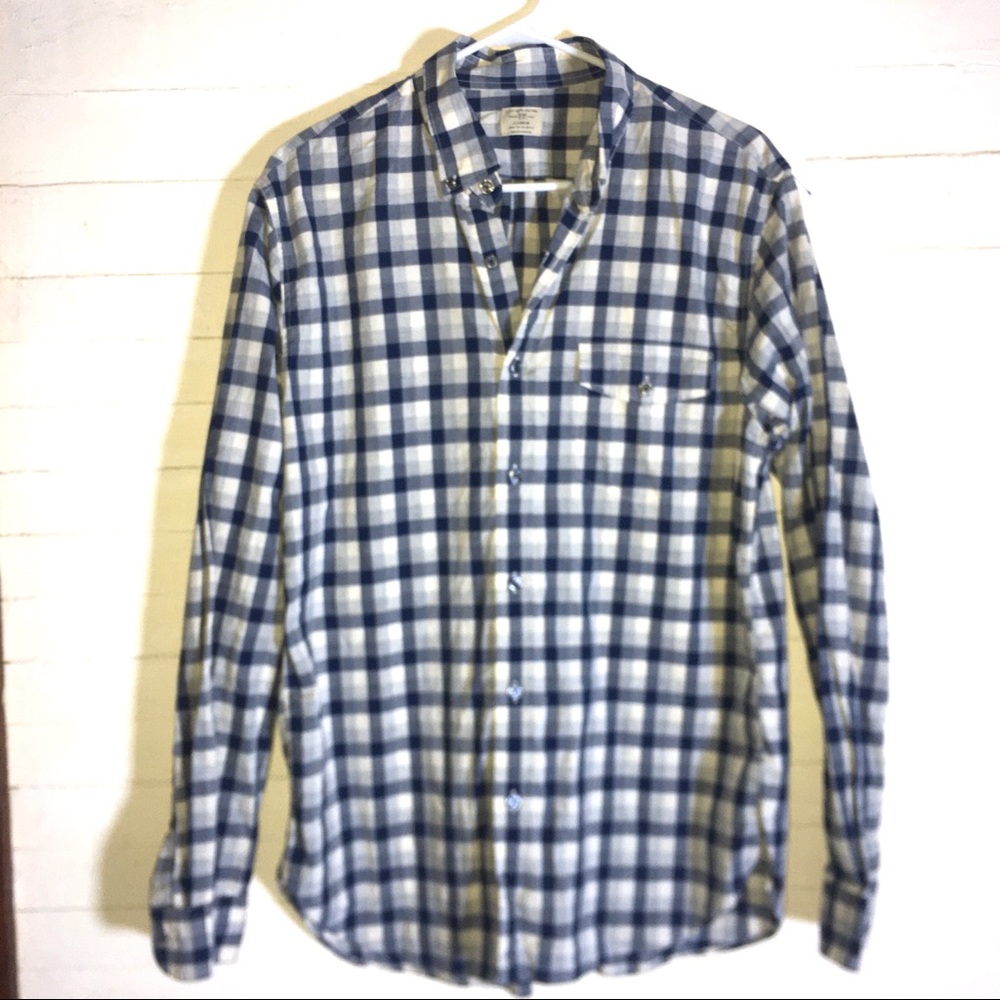 J. Crew Blue & White Plaid Button Down Shirt